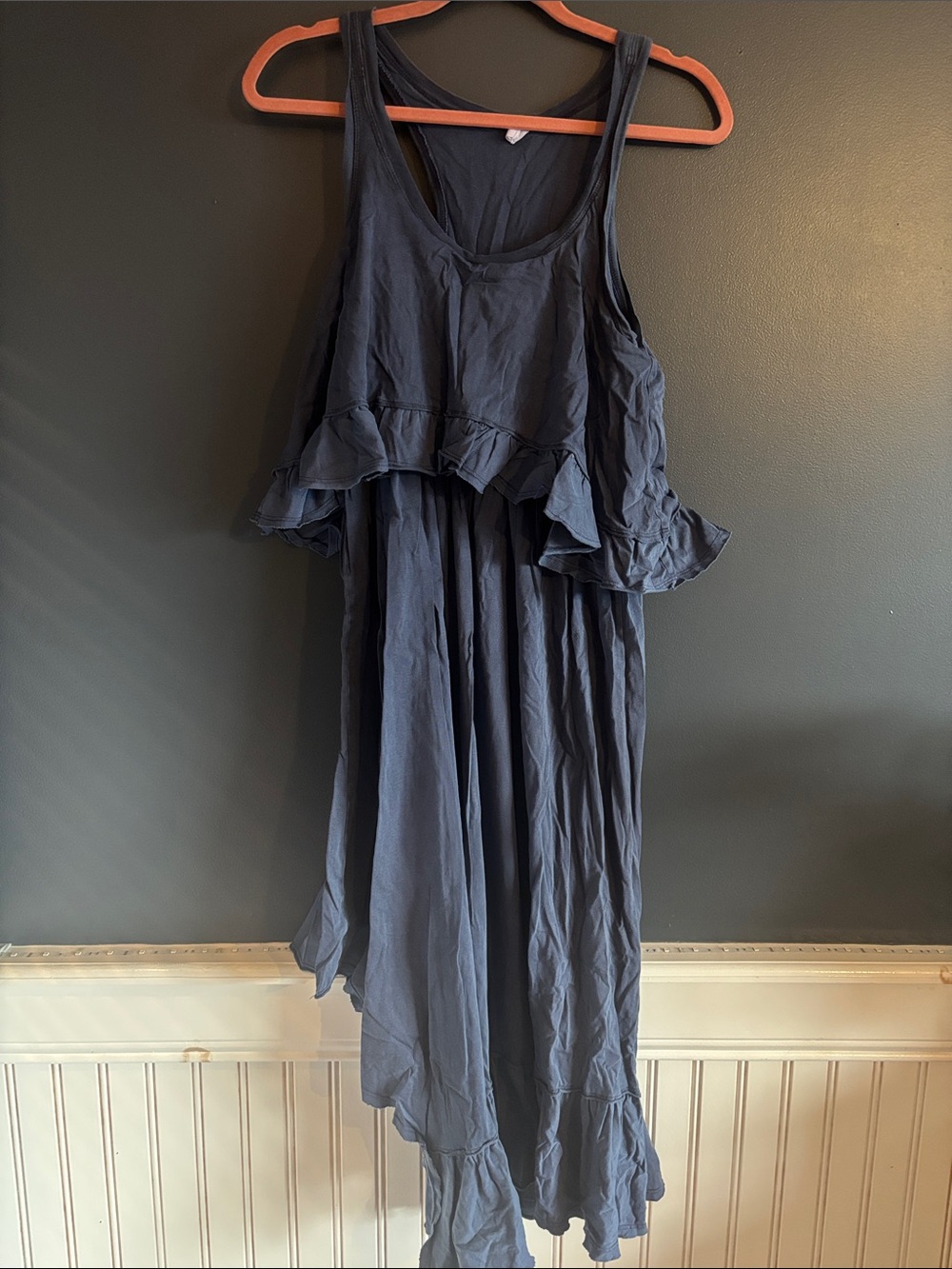 Flowy Navy High-Low Ruffle Dress